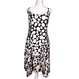 Madison Leigh Petite Sleeveless Brown w/ White Polka Dot Midi Dress Size 16